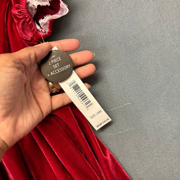 Vintage Deadstock Nicole Miller Christmas Dress Velvet Velour 24M 2 Piece Lace - Picture 7 of 13